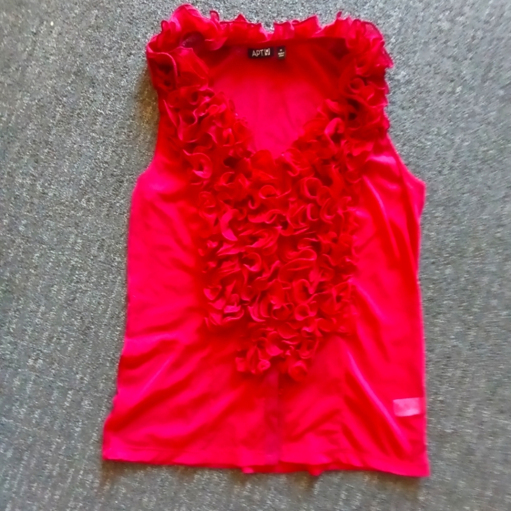 Apt 9 sheer red sleeveless button up shirt